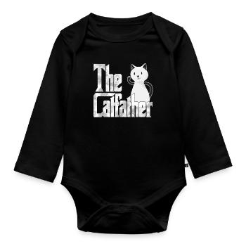 Cat Dad The Catfather Crazy Cat Father Kitty Daddy - Body Bébé bio manches longues - noir - Devant