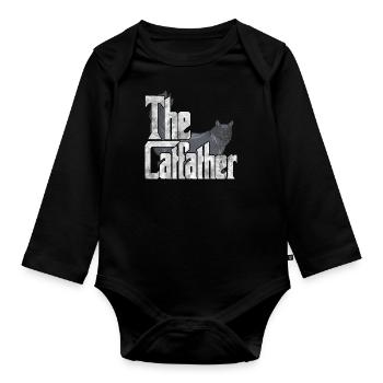 Cat Dad The Catfather Crazy Cat Father Kitty Daddy - Body Bébé bio manches longues - noir - Devant