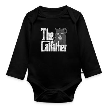 Cat Dad The Catfather Crazy Cat Father Kitty Daddy - Body Bébé bio manches longues - noir - Devant