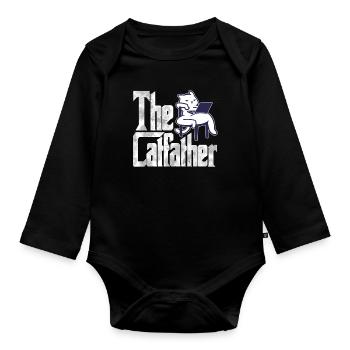 Cat Dad The Catfather Crazy Cat Father Kitty Daddy - Body Bébé bio manches longues - noir - Devant