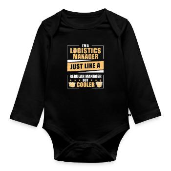 Drôle d’humour de responsable logistique Un logisticien - Body Bébé bio manches longues - noir - Devant