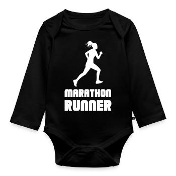 Biking Running Marathon Triathlon Bike - Organic Longsleeve Baby Bodysuit - black - Front