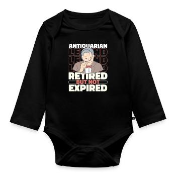 Antiques Antique dealers in retirement - Organic Longsleeve Baby Bodysuit - black - Front