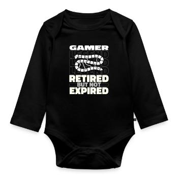 Board game Board game in retirement - Organic Longsleeve Baby Bodysuit - black - Front