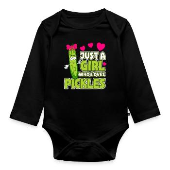 Lustiges Gurkenliebhaber Wortspiel Just a girl yho - Baby Bio-Langarm-Body - Schwarz - Vorne