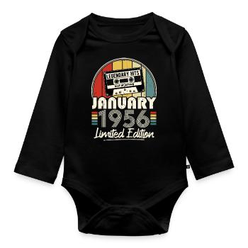 January 1956 Vintage Anniversary Retro Gift - Organic Longsleeve Baby Bodysuit - black - Front