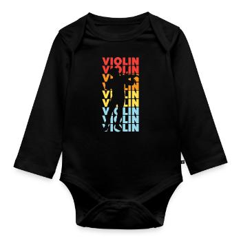 Violin Violinist Retro Vintage - Organic Longsleeve Baby Bodysuit - black - Front