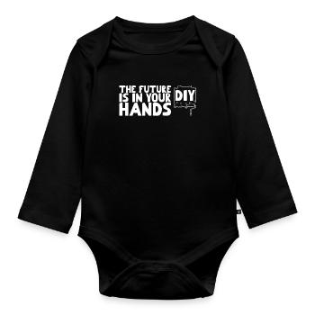 DIY The Future is in Your Hands - Organic Longsleeve Baby Bodysuit - black - Front