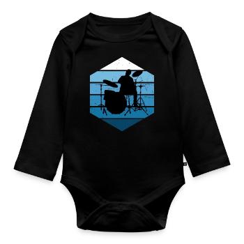 Drumming Women Drummer Men - Organic Longsleeve Baby Bodysuit - black - Front