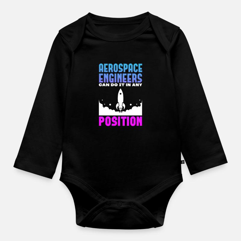 Space Engineer Aeronautical Engineer - Organic Longsleeve Baby Bodysuit - black