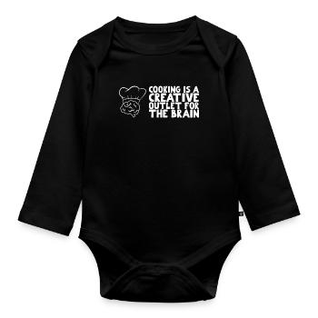 Cooking is a creative outlet for the brain - Organic Longsleeve Baby Bodysuit - black - Front