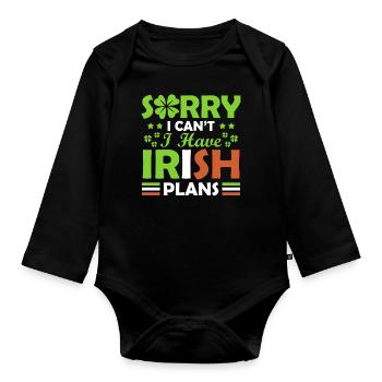 Désolé, je ne peux pas, j’ai l’irlandais - Body Bébé bio manches longues - noir - Devant