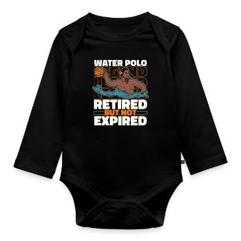 Water polo water polo player in retirement - Organic Longsleeve Baby Bodysuit - black - Front