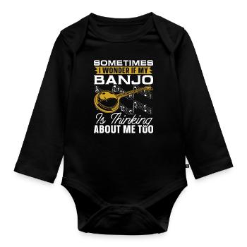 Banjo Parfois, je me demande si mon instrument de musique - Body Bébé bio manches longues - noir - Devant