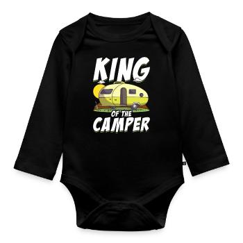 King Of The Camper Funny Camping - Organic Longsleeve Baby Bodysuit - black - Front