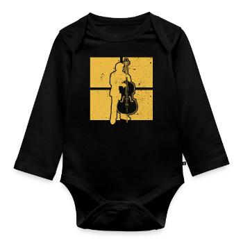 Double bass Double bass player Double bass player - Organic Longsleeve Baby Bodysuit - black - Front