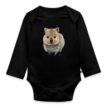 Quokka - das niedliche Beuteltier - Baby Bio-Langarm-Body - Schwarz - Vorne