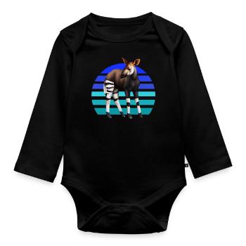 Okapi sucré - Body Bébé bio manches longues - noir - Devant