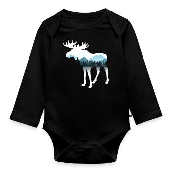 Moose - Organic Longsleeve Baby Bodysuit - black - Front