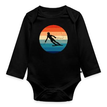 Skieur Freestyle Ski Hommes Femmes - Body Bébé bio manches longues - noir - Devant
