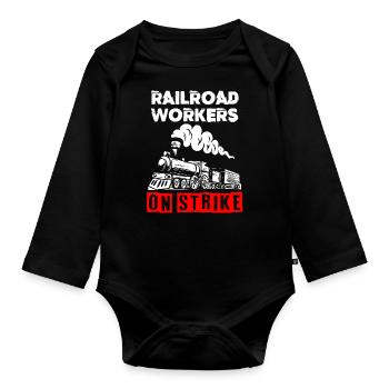 Railway Ladder, Railway Railfan - Organic Longsleeve Baby Bodysuit - black - Front