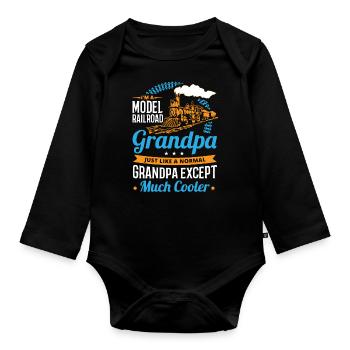 Railway Ladder, Railway Railfan - Organic Longsleeve Baby Bodysuit - black - Front