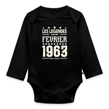 cadeau d'anniversaire Février 1963. février 1963. - Body Bébé bio manches longues - noir - Devant