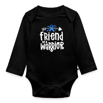 Friend Of A Warrior Support Team Blue Ribbon - Baby Bio-Langarm-Body - Schwarz - Vorne