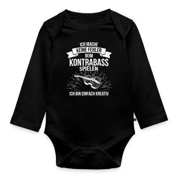 Kontrabass Kontrabassspieler Kontrabassist - Baby Bio-Langarm-Body - Schwarz - Vorne