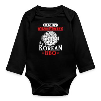 Koreanisches BBQ, Koreanisch - Baby Bio-Langarm-Body - Schwarz - Vorne