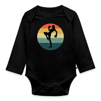 Kickbox Herren Kickboxen Boxen Kickboxer - Baby Bio-Langarm-Body - Schwarz - Vorne
