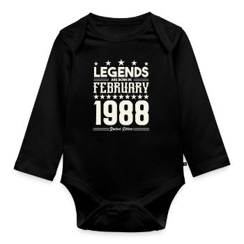 Cadeau Légende Février 1988. cadeau février 1988. - Body Bébé bio manches longues - noir - Devant