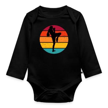 Boxe Thaïlandaise Hommes Femmes Boxe Thaï Thaïlande Thaïboxe Thaïlande - Body Bébé bio manches longues - noir - Devant