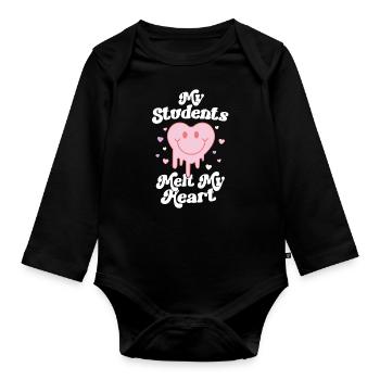 Retro Valentinstag Lehrer Meine Schüler schmelzen meine - Baby Bio-Langarm-Body - Schwarz - Vorne