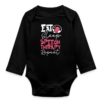 Speech Therapist Therapy Assistant - Baby Bio-Langarm-Body - Schwarz - Vorne