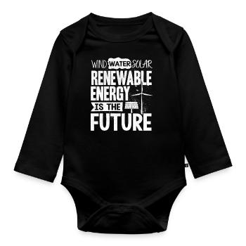 Énergie solaire, Énergie renouvelable - Body Bébé bio manches longues - noir - Devant