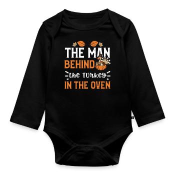 The Man Behind the Turkey in The... - Baby Bio-Langarm-Body - Schwarz - Vorne