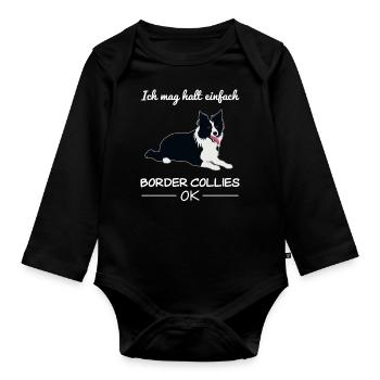 Border Collie Dog Dog Lovers Citation Cadeau - Body Bébé bio manches longues - noir - Devant