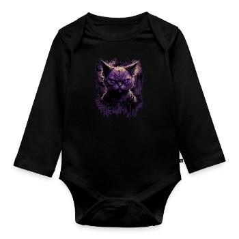 Chat siamois effrayant - Body Bébé bio manches longues - noir - Devant