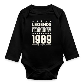 Geschenklegende Februar 1989. Geschenk Februar 1989. - Baby Bio-Langarm-Body - Schwarz - Vorne