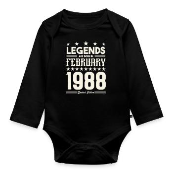 Cadeau Légende Février 1988. cadeau février 1988. - Body Bébé bio manches longues - noir - Devant