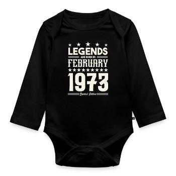 Gift legend February 1973. Gift February 1973. - Organic Longsleeve Baby Bodysuit - black - Front