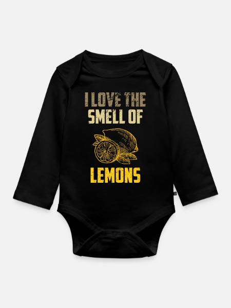 Zitronen Ich liebe den Geruch von Zitronen Zitrusfrüchte Lo - Baby Bio-Langarm-Body - Schwarz