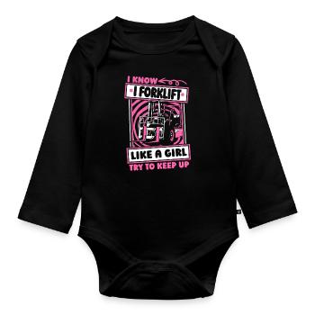 Forklift Forklift Driver Girl - Organic Longsleeve Baby Bodysuit - black - Front