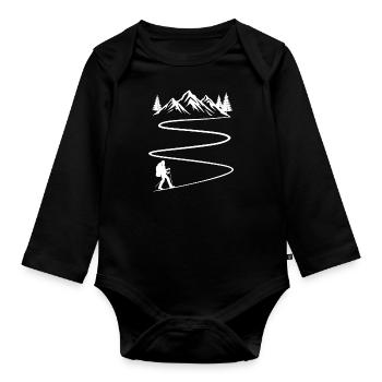 Wander t-shirt wanderer berge - Baby Bio-Langarm-Body - Schwarz - Vorne