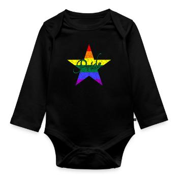 LGBTQ Pride Stern - Baby Bio-Langarm-Body - Schwarz - Vorne