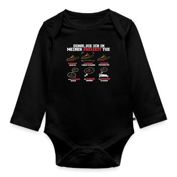 Dinge Die Ich In Meiner Freizeit Mache Posaune - Baby Bio-Langarm-Body - Schwarz - Vorne