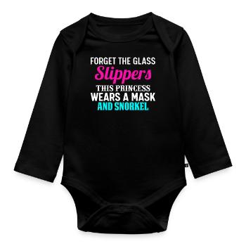 Schnorcheln, Schnorcheln, Tauchen, Unterwasser - Baby Bio-Langarm-Body - Schwarz - Vorne