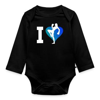 Women's Kickboxing Men's Kickboxing Kickboxer - Organic Longsleeve Baby Bodysuit - black - Front