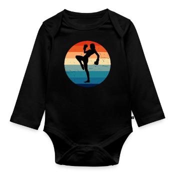 Women's Kickboxing Kickboxing Kickboxer Boxing - Organic Longsleeve Baby Bodysuit - black - Front